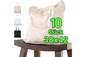 ELES VIDA Bolsa de algodón para pintar 38x42-10 o 25 piezas en colores - sin imprimir certificado OEKO-TEX® - bolsa de tela, bolsa de transporte, bolsa de compras de 140g / m de grosor