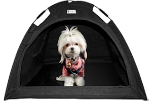 Babyezz Hunde/Katzenzeltbett, Wasserdichtes Tipi Zelt,Atmungsaktives,Waschbares Hundehaus Für Drinnen Und Draußen,Tragbares Hundehöhle/Katzen Höhle,Für Kätzchen,Welpen, Hasen,usw (Schwarz, S)
