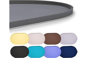 Hubulk 100% Waterproof Silicone Pet Feeding Mat with Raised Edge for Food and Water, Dog Bowl Mats, Cat Bowls Placemat with High Lip Protects Floor for Cats and Dogs (Gray, 19"L x 12"W)