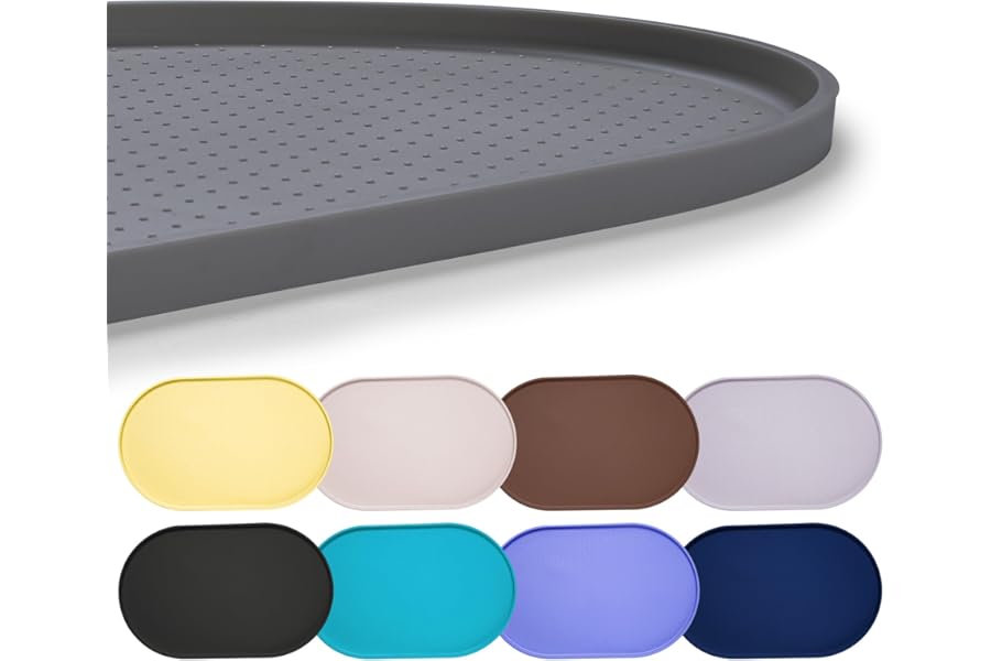 Hubulk 100% Waterproof Silicone Pet Feeding Mat with Raised Edge for Food and Water, Dog Bowl Mats, Cat Bowls Placemat with High Lip Protects Floor for Cats and Dogs (Gray, 19"L x 12"W)