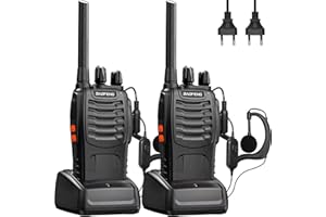 Baofeng Walkie Talkie PMR Radio Ricetrasmettitore a Lungo Raggio Walkie Talkie Set Portatile Ricaricabile Con cuffie e luci LED adatte per Sport All'aria Aperta,Escursionismo,Cantieri(2 Pezzi)