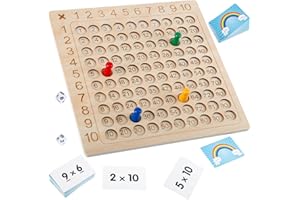 EXTRAPINS Multiplikationsbrett,1x1 Lernen Spiel für Grundschüler,Montessori Multiplikationsbrett,Multiplikationstafel Holz,Montessori Kinderzählspielzeug für Die Frühkindliche Bildung