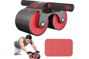 MUMISUTO Bauchroller, Automatisches Rebound Aabdominal Wheel, Bauchtrainer mit rutschfester Kniematte, Bauchroller Für Bauchmuskeltraining Mit Stabilen Doppelrädern Und Automatischem Rückprall