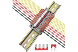 Bornier Sur Rail DIN, CTRICALVER Bornier Electrique, Kit de Bornier, 10 pcs Bornier (orange), avec Bande de Repérage, Bande de Connexion et Module Fixe