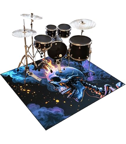 Tapis Pour Batterie Antidérapant 200x160 Cm - 7 Mm D'Épaisseur - Insonorisé, Anti-Vibration - Pour Kits Acoustiques Ou Électroniques