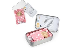 WITWAR Little Pocket Bear Hug, Mini Teddy Bear Plush Toy in a Tin Box Cute Bear Doll Decoration Key Chain Valentines Christmas Birthday Wedding Graduation Gifts for Children Women Friend (Light Brown)