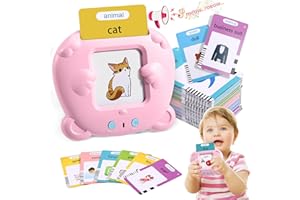 MINIBEAR Talking Flash Cards 510 Words Flash Cards for 2 3 4 5 6 Year Old Boys Girls English Learning Toys,Sensory Toys for Autism,Toddler Montessori Interactive Toys Birthday (Pink)