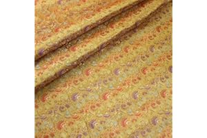 YM YOUMU Tela de Seda Brocada China, 90 cm x 100 cm, Vendido por Metro (Oro)