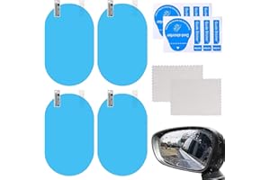 QTTVBTNA 4 PCS Car Rearview Mirror Film, Anti Fog Car Mirror Waterproof Film, Rearview Mirror Clear vision Rainproof Film, Car Mirror Clear Sticker with Tool kit for Car Rear View Mirrors