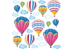 DECOWALL DW-1301AC-2 12 Mongolfiere nel Cielo Adesivi da Parete Decorazioni Parete Stickers Murali Soggiorno Asilo Nido Camera da Letto per Bambini