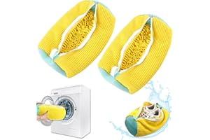 SONGYEA 2 Stück Schuhwaschbeutel Waschmaschine, Wäschesack Schuhe, Schuh-Wäschebeutel, Mit Reißverschluss, Multi Schutz Wäschenetz, Erhöhte Reibung im Inneren (Gelb)