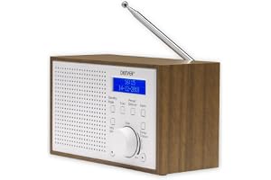Denver DAB-46 DAB+ och FM-radio, klocka och väckarklocka, 2 W ljudutgång, träfinish, vit, 1954043