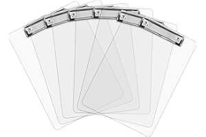 OFFICE SOLUTIONS DIRECT Porte Documents Plastique avec Clip en Métal | Porte-Blocs Résistant Pour Papier A4 | Fixe jusqu’à 100 feuilles. Support Bloc-notes Acrylique Transparent à Pince Rigide | Lot de 6