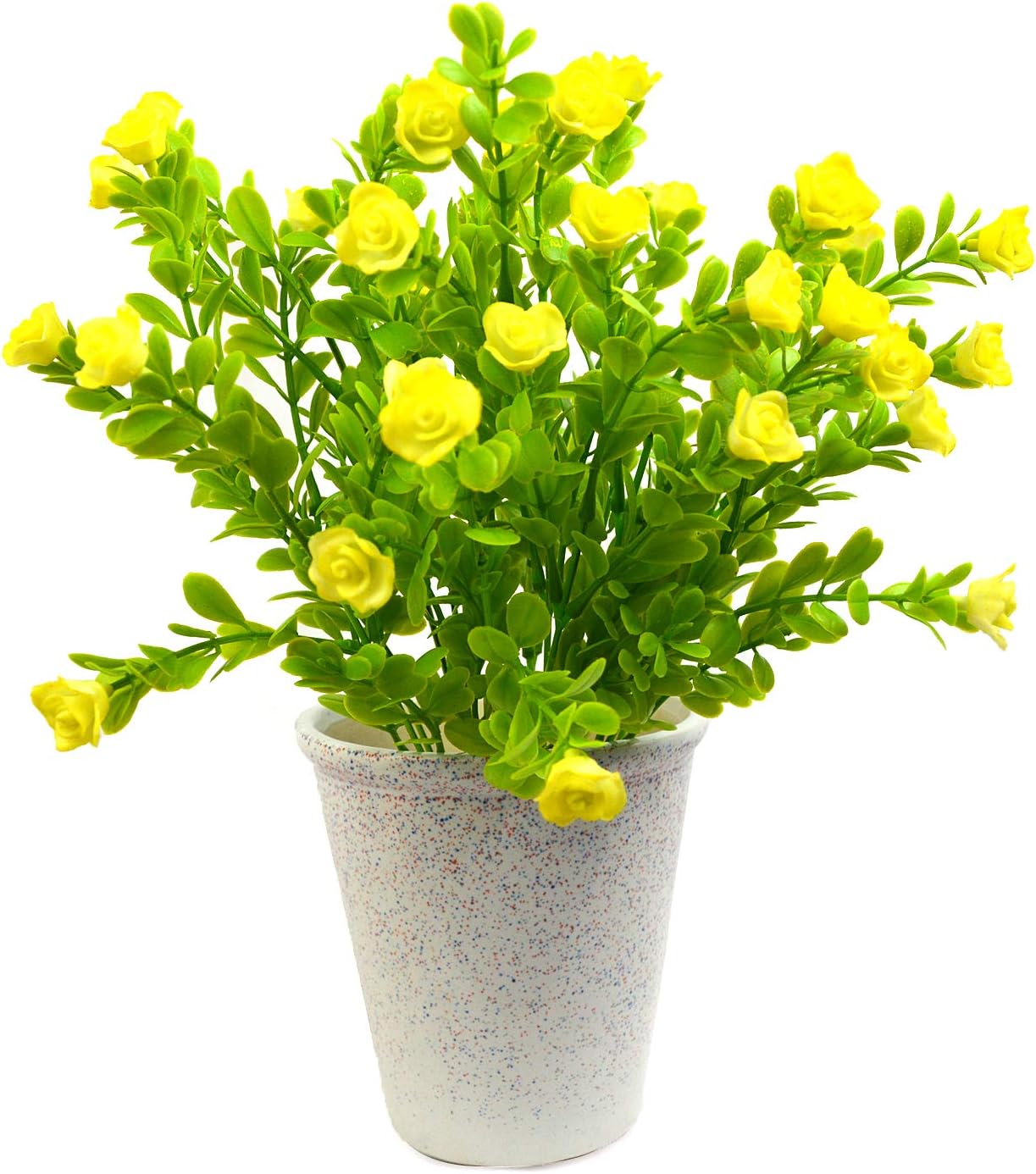 DecoreBugs Artificial Rubber Rose Plant Bunch (Yellow, 2 Pieces)