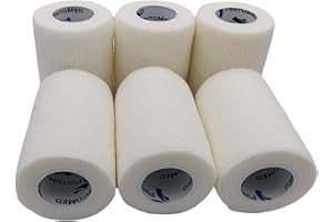 PintoMed - Bandage Cohésif - 6 Rouleaux Blanc X 7,5 cm X 4,5 m Autoadhésif, Sports Bande, Premiers Secours Adhésif, Vet Wrap