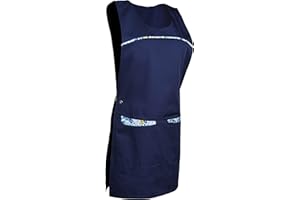 SNV tablier ménage femme Chasuble médicale avec 2 poches droite basse Tablier professionnel adulte médicale - réglable par pattes boutons pressions Polyester/coton
