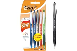 BIC Atlantis soft pack di 5 stylos-bille retrattile punta media colori assortiti