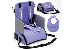 BEBISAFE | Tronas de Bebe - Trona Portatil Bebe Plegable - Alzador Silla para Niños comer - De Viaje Portatil y Plegable - Alzador Silla comer - Elevador para niños - Incluye Babero Silicona (Morado)