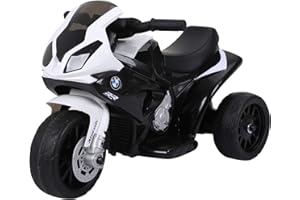 HOMCOM Electric Motorbike for Kids, 6V BMW S1000RR Licensed 3 Wheel Motorcycle with Headlight, Music, Battery Powerd Kids Ride on Car for 1.5-3 Years Old, Black