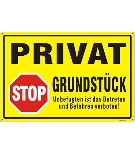 Privatgrundstück Schilder (30x20 cm Kunststoff) - Betreten und Befahren verboten Schild - Schild Privatgrundstück - Zutritt verboten - Durchgang Privat - (Gelb) Betreten Verboten Privatgrundstück Schilder (30x20 cm Kunststoff) - Betreten und Befahren verboten Schild - Schild Privatgrundstück - Zutritt verboten - Durchgang Privat - (Gelb) Betreten Verboten