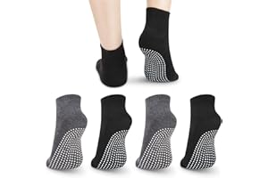 NEWCHAO Calzini in Cotone Antiscivolo Antiscivolo, 4 Paia di Calzini Unisex per Yoga Allenamento a Casa Barre Pilates Gravidanza Ospedale Uomo Donna