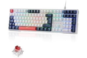 Redragon K668 QWERTZ-Layout Kabelgebundene Gaming-Tastatur, 105+4 Tasten Tastatur, Hot-Swap Sockel, Leise Roten Schaltern, Mischfarben-Tastenkappen, RGB-Hintergrundbeleuchtung, Multimedia-Shortcuts