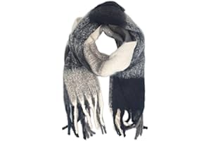 styleBREAKER Bufanda de punto tejida para mujeres con coloridos cuadros y largos y gruesos flecos, cálido invierno, robada 01017138