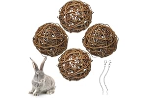 SURUIKEI 4 Stück Natur Weidenball Spielzeug, Meerschweinchen Spielzeug Vogel Kauspielzeug Kaninchen Zubehoer Kleintierspielzeug Ball für Kaninchen Meerschweinchen Chinchillas Wellensittich vogel (10cm)