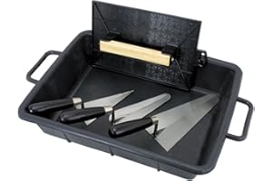 COGEX - Outils maçonnerie et pose carrelage, Bricolage - Kit de maçonnerie, lot de 5 outils de maçon - 1 x Auge (Gamate), 1 x Taloche, 3 x Truelles (Ronde, langue de chat, triangle)