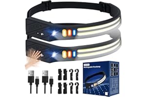Winthai Stirnlampe LED Wiederaufladbar - 2CM Ultradünn 1500Mah Intelligenter Sensor SuperHell LED Kopflampe Stirnlampen mit 9 Lichtmodi 4 Farben 90g Leichte IPX4 Wasserdichte für Laufen Joggen Angeln.