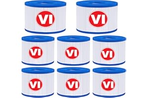 KGC VI Filtre pour Spa, VI Filtre Cartouche Piscine Filtrantes, Cartouche VI Filtrante - Compatible avec Bestway 58323E, Compatible avec Coleman Saluspa 90427E, Compatible avec Lay-Z-Spa (8PCS)