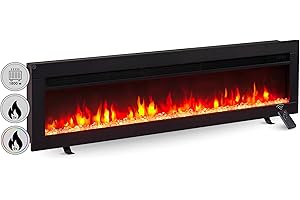 BALDERIA Chimenea eléctrica Agnes 50" | Chimenea 3 en 1 de Suelo, Pared o empotrada, LED Efecto Llama 3D, Regulable, con calefacción 1800W, Temporizador, termostato, Control de Arranque | Negro