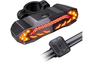 PNGOS Alarme vélo avec télécommande Feu ArrièRe de VéLo avec Clignotants et Feu Stop 110db Plus Fort Antivol Feu arrière de vélo USB Alarme de vélo Rechargeable avec Fonction de Direction
