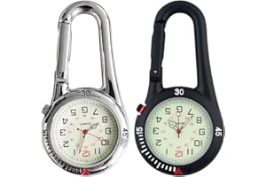 Vegena Clip sur Mousqueton Montre,2 Pièces Lumineuses Mousqueton Montre,Montres A Mousqueton,Montre De Poche A Mousqueton,Montre De Poche Numérique pour L'extérieur pour Randonnée,Sports Plein Air
