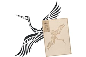 NL NAKLEO ART & WALL DECOR Reusable Plastic Wall Stencil // Flying Crane - Heron // Art Craft Mylar Template (45x65cm)