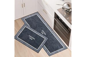 BWBIKE Kitchen Rug Set 2 Piece, Non-Slip Anti-Slip Comfort Cushioned & Machine Washable, Absorbent Stain-Resistant Floor Mat for Kitchen Next to Sink