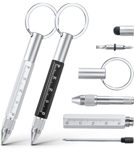 TIESOME 12 Stück 4-in-1 Kugelschreiber – Mit Karabiner, 4 Farben (schwarz, Rot, Blau, Grün) – Für Schule, Büro & Als Geschenk