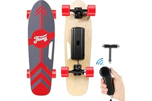 ‎CAROMA Caroma Elektro Skateboard mit kabelloser Fernbedienung, 20KM/H Höchstgeschwindigkeit, 10–12KM Reichweite, Belastung bis zu 100KG, Elektrisches Skateboard für Teenager Erwachsene