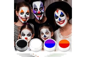 WVWMYM 6 Couleurs Maquillage Halloween pour Visage, Artistique Multicolore Peinture Corporelle avec 6 Pinceaux Peinture Visage Halloween pour Adultes Enfants Théâtre Cosplay Déguisement Fête Body Painting