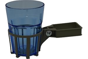 Angerer Freizeitmöbel GmbH Hollywoodschaukel Getränkehalter mit Becher - passend für viele Hollywoodschaukeln mit Vierkantrohr - Becherhalter Made in Germany (Champagner, Becher blau)