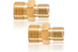 BEATIFIC Raccordo per tubo del gas, doppio nipplo, 2 pezzi, tubo del gas propano acetilene, 1/4" a destra su 3/8" sinistra AG, propano acetilene accoppiamento tubo in ottone, DN8 X DN10 filettatura esterna