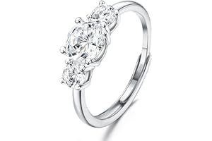 JeweBella 925 Sterling Silver Rings for Women Girls Cubic Zirconia Adjustable Thumb Ring Promise Wedding Engagement Rings Silver Eternity Ring Anniversary Jewellery Gifts
