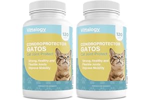 VITTALOGY Condroprotector para Gatos. Antiinflamatorio Natural con Colágeno, Condroitina, Hialurónico y Cúrcuma. Complemento Alimenticio para Caderas, Articulaciones y Cartílagos. 240 Cápsulas