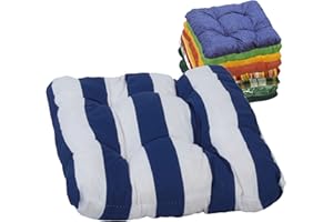 Beo Coussin de Chaise de Jardin 36x36 Respirant | Made in EU | Coussin de Chaise d'extérieur matelassé Lavable | Résistant aux UV sans décoloration | Coussin de Banc à Rayures Bleu-Blanc