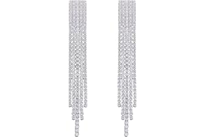 QUKE Boho Chandelier Tassel Earrings CZ Crystal Bohemian Gold Long Drop Dangle Chain Earrings For Women Girls