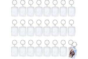 BuxiuGK 25 Piezas Llavero Portafotos Marco Llaveros Foto Llaveros para Fotos Personalizados Acrilico Transparente para Regalo de Bricolaje
