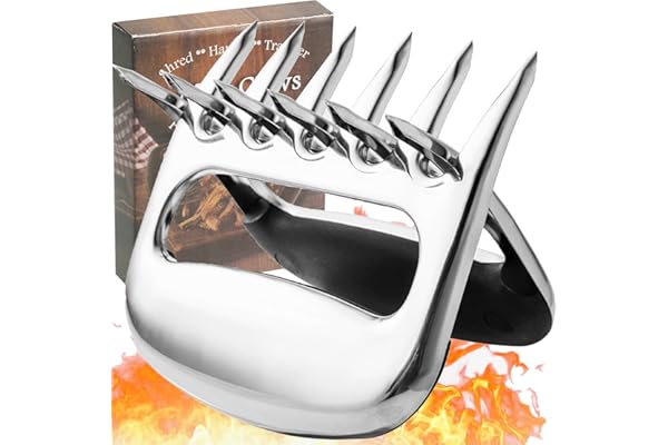 Griffes d'ours pour barbecue, vaisselle de barbecue en acier inoxydable antirouille, patte d'ours pour couper la viande, très appropriée pour tirer du porc (Acier inoxydable)
