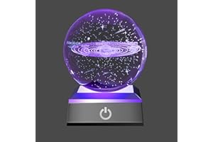‎YANFEYHA YANFEYHA 3D Solar System Crystal Ball Multicolor Nightlight Decolamp,Wissenschaft Astronomie Weltraum Geschenke Ideen für Freunde Ehemann Ihn, Universum Planet Cool Geschenke Väter Kinder Jungen