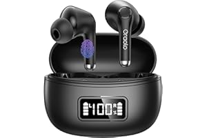 oraolo BUGANI Bluetooth Kopfhörer, Bluetooth 5.4 Kopfhörer für iOS & Android 40 Stunden Wiedergabe Stereo Hi-Fi Kabellose Kopfhörer In Ear Driver 12mm LED Display Touch Control IPX6 Wasserdicht