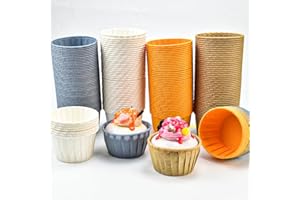 CAREDGO 200 Pezzi Pirottini di Carta per Muffin Pirottini da Forno 4 Colori Pirottini per Confetti Pirottini Riutilizzabili per Muffin/Dolci/Biscotti/Frutta,6.8*3.9*5CM (Bianco Cachi Blu Arancione)